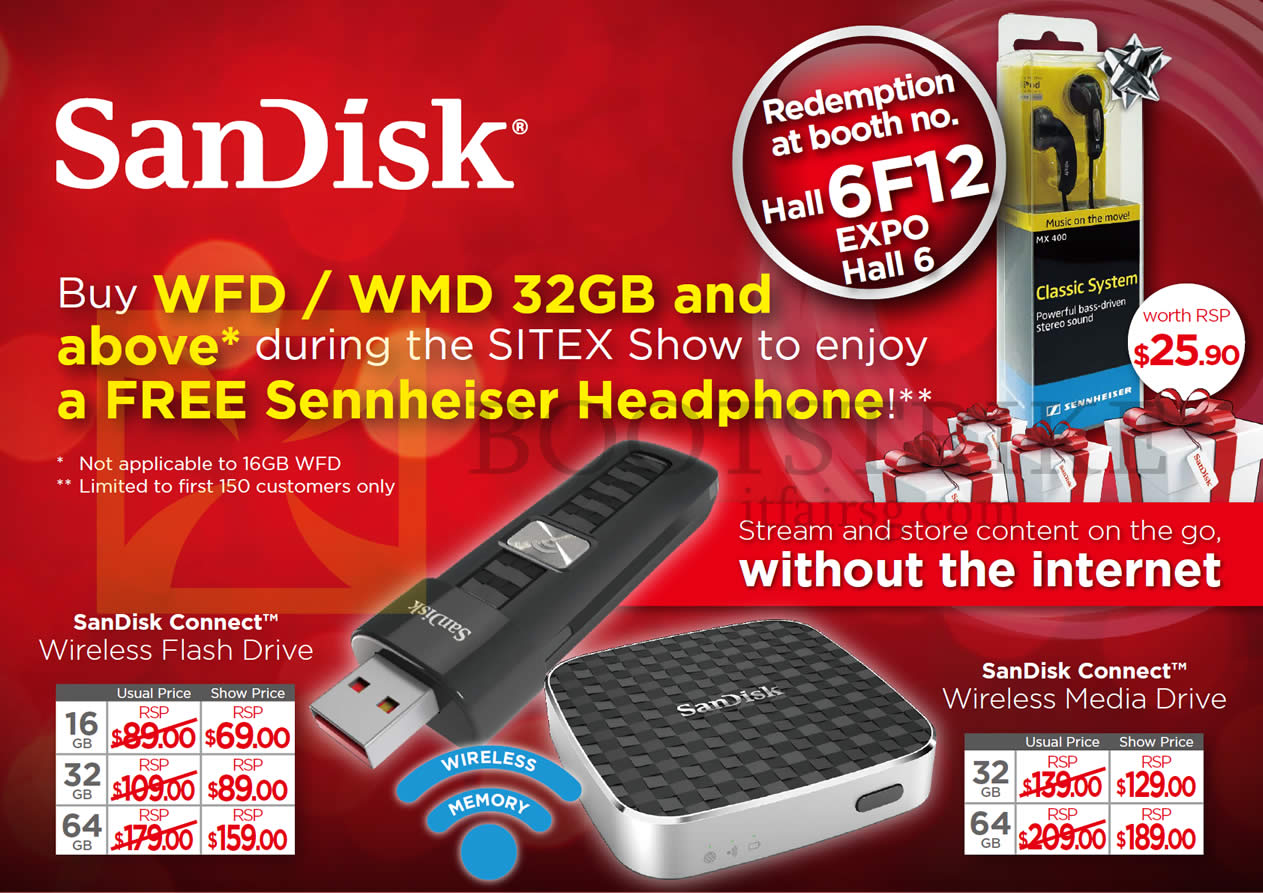 SITEX 2014 price list image brochure of Sandisk Wireless Flash Drive, Wireless Media Drive