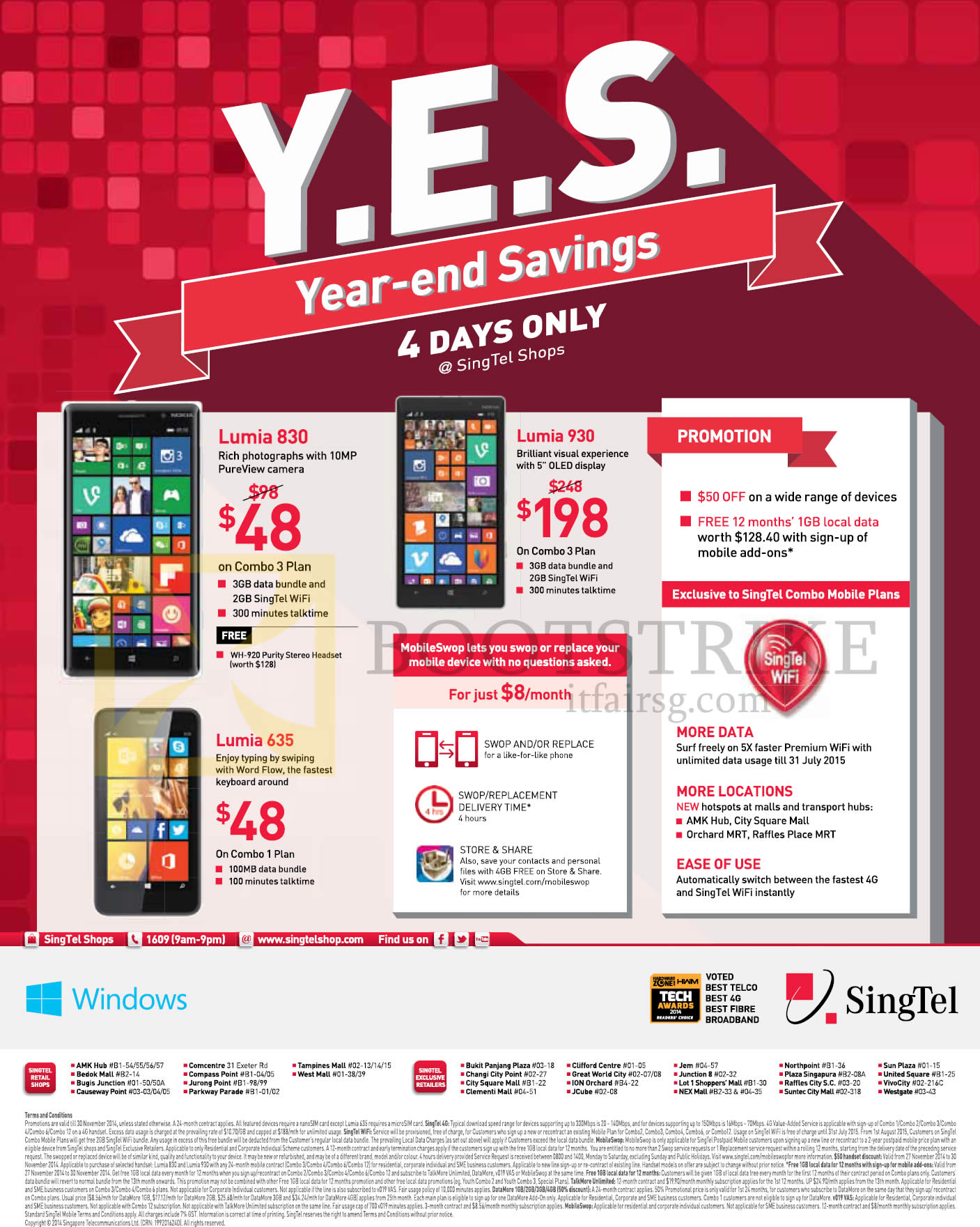 SITEX 2014 price list image brochure of Singtel Mobile Lumia 830, 930, 635