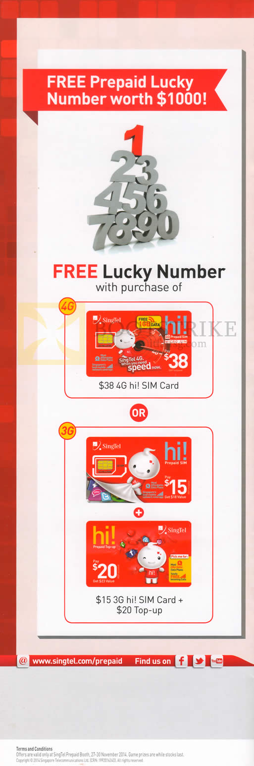 SITEX 2014 price list image brochure of Singtel Mobile Prepaid Free Lucky Number With Purchase Of Sim Card