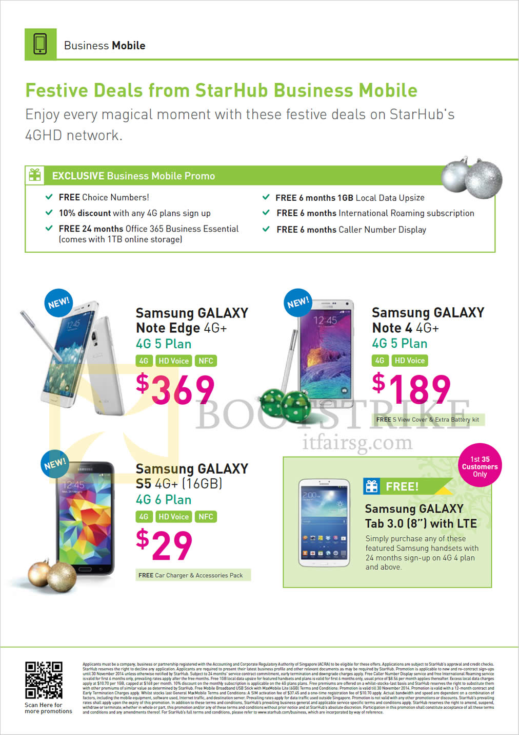 SITEX 2014 price list image brochure of Starhub Business Mobile Samsung Galaxy Note Edge, Note 4, S5