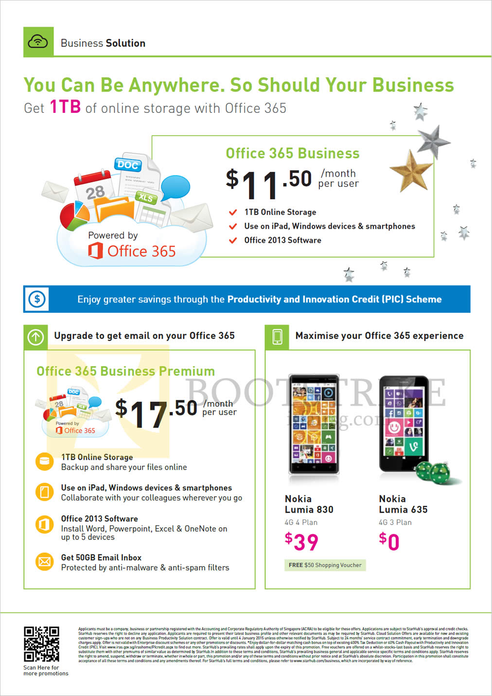 SITEX 2014 price list image brochure of Starhub Business Office 365, Premium, Nokia Lumia 830, Lumia 635