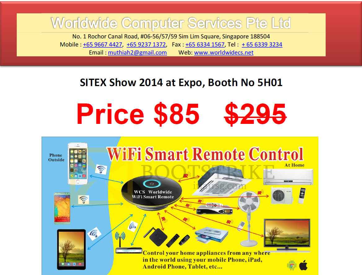 SITEX 2014 price list image brochure of Worldwide Computer Services Wifi Smart Remote Control