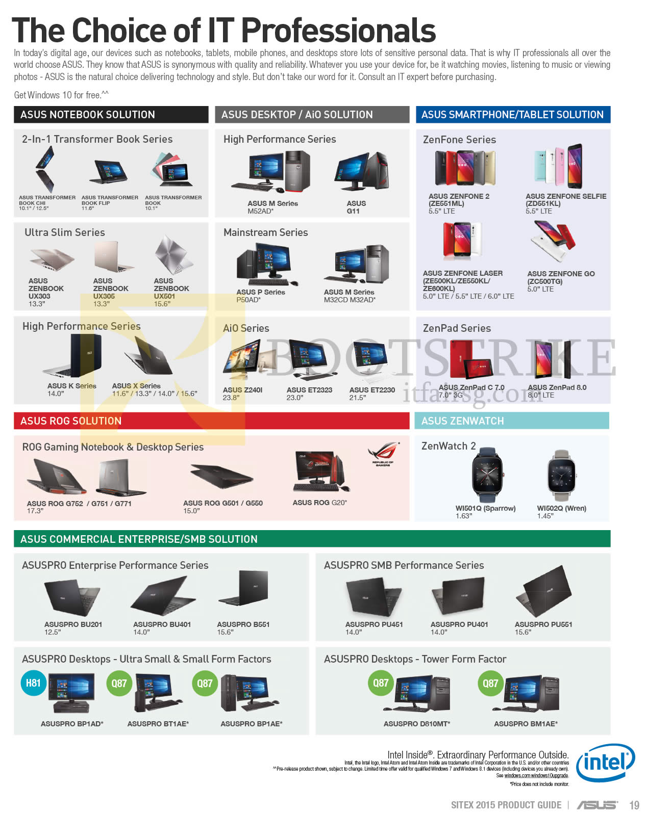 SITEX 2015 price list image brochure of ASUS Solutions Notebooks, Desktop PCs, Tablet, Smartphone, ROG, Commercial Enterprise
