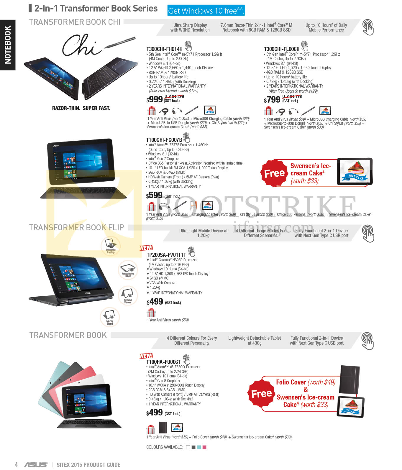 SITEX 2015 price list image brochure of ASUS Tablets 2-ln-1 Transformer Book Series, T300CHI-FH014H, T300CHI-FL006H, T100CHI-FG007B, TP200SA-FV0111T, T100HA-FU006T
