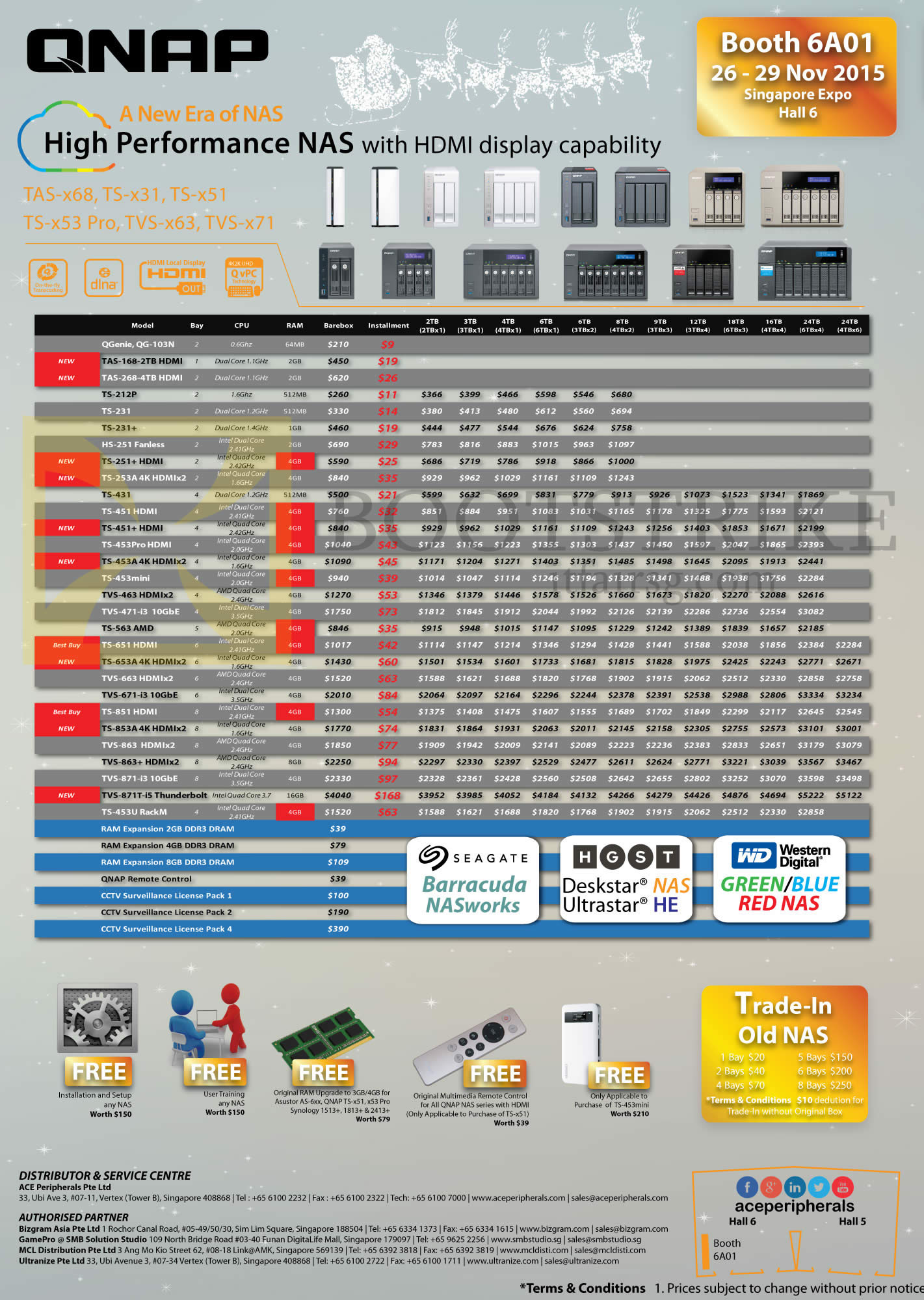 SITEX 2015 price list image brochure of Ace Peripherals NAS Asustor, QNAP