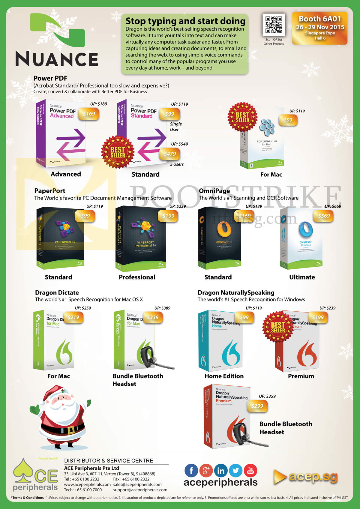 SITEX 2015 price list image brochure of Ace Peripherals Nuance Power PDF Converter Professional Advanced Standard PaperPort Omnipage Dragon Dictate NaturallySpeaking Bluetooth Mac R2