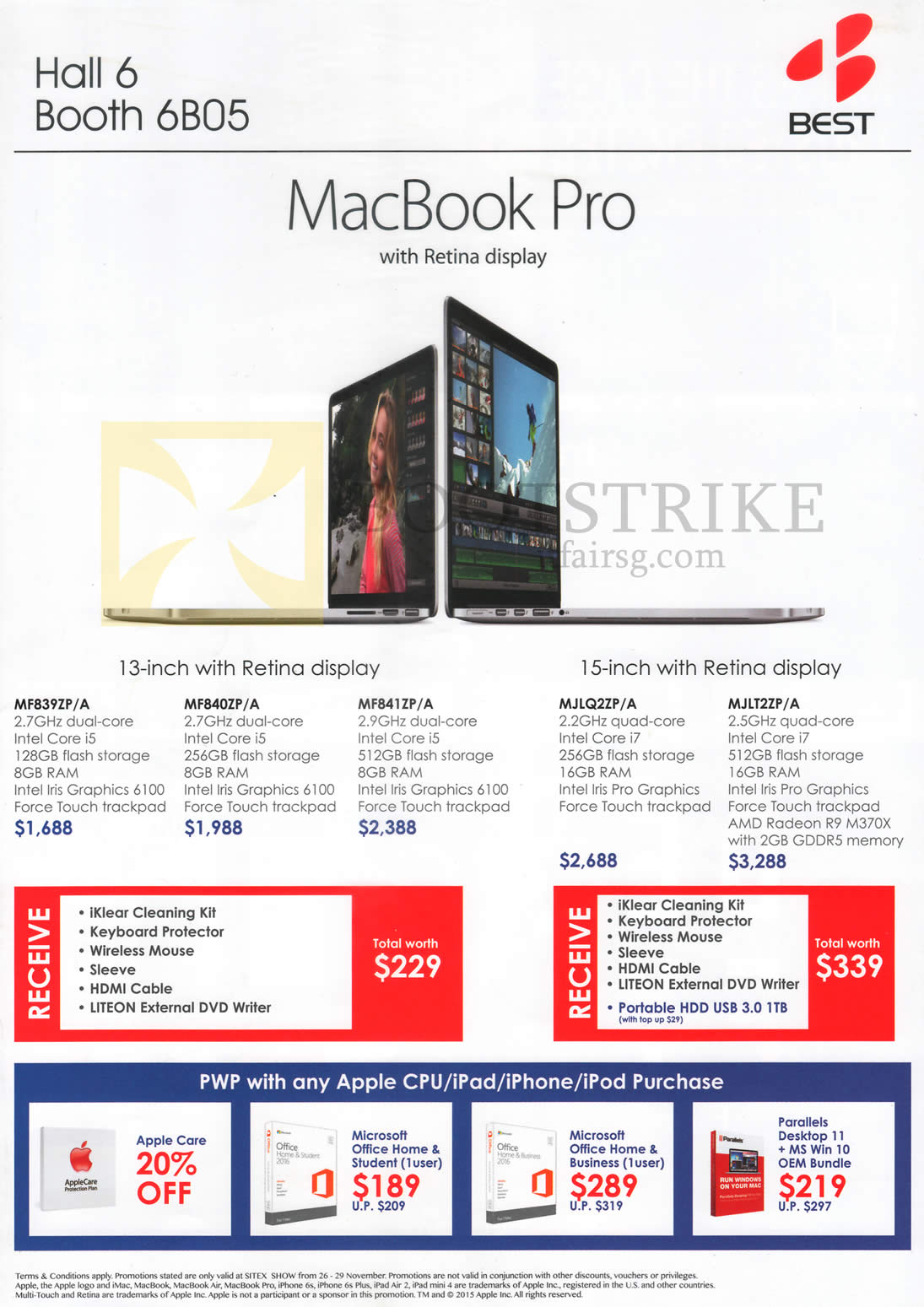 SITEX 2015 price list image brochure of Best Denki Apple MacBook Pro With Retina Display, MF839ZPA, MF840ZPA, MF841ZPA, MJLQ2ZPA, MJL2ZPA, Purchase With Purchase Items