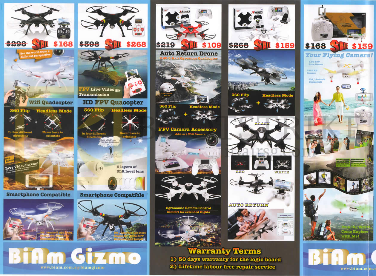 SITEX 2015 price list image brochure of Biam Gizmo Wifi Quadcopter, HD FPV Quacopter