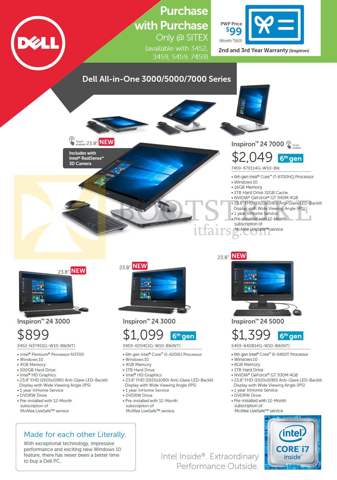 SITEX 2015 price list image brochure of Dell AIO Desktop PCs Inspiron 24 7459-670114G-W10-Blk, 3452-N3745SG-W10-Blk, 3459- 62041SG-W10- Blk, 5459-640814G-W10-Blk