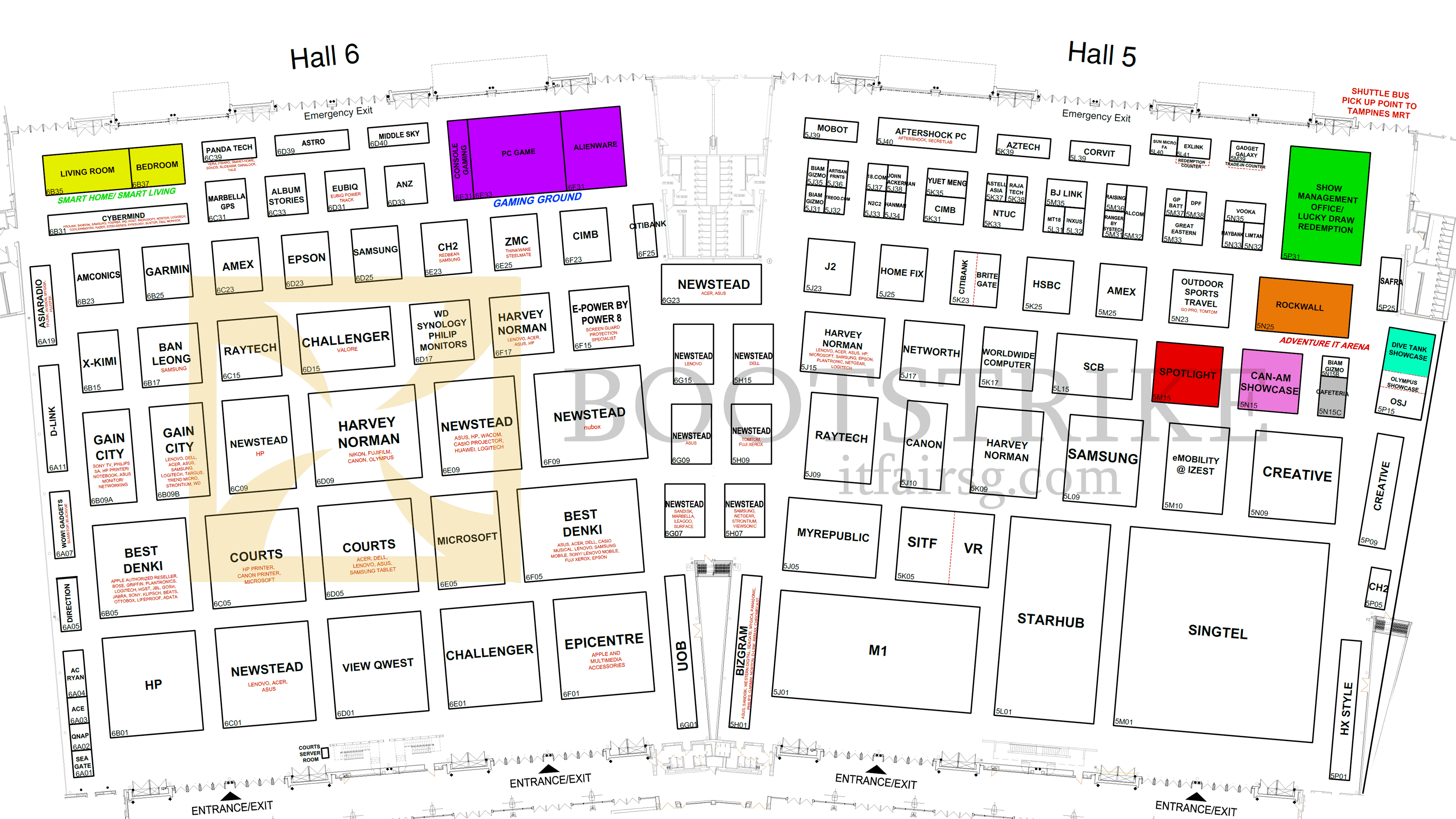 SITEX 2015 price list image brochure of Floor Plan Map Full Hall 5, Hall 6, Singapore Expo SITEX 2015