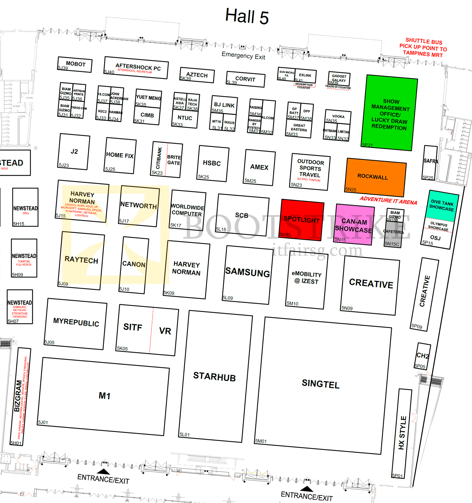 SITEX 2015 price list image brochure of Floor Plan Map Hall 5, Singapore Expo SITEX 2015