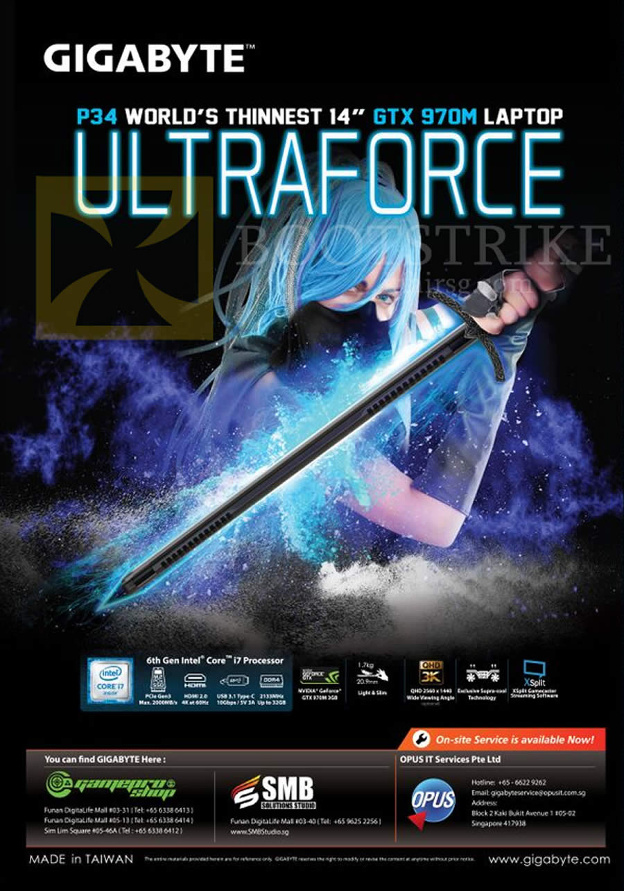SITEX 2015 price list image brochure of Gamepro Gigabyte Notebook P34 GTX 970M