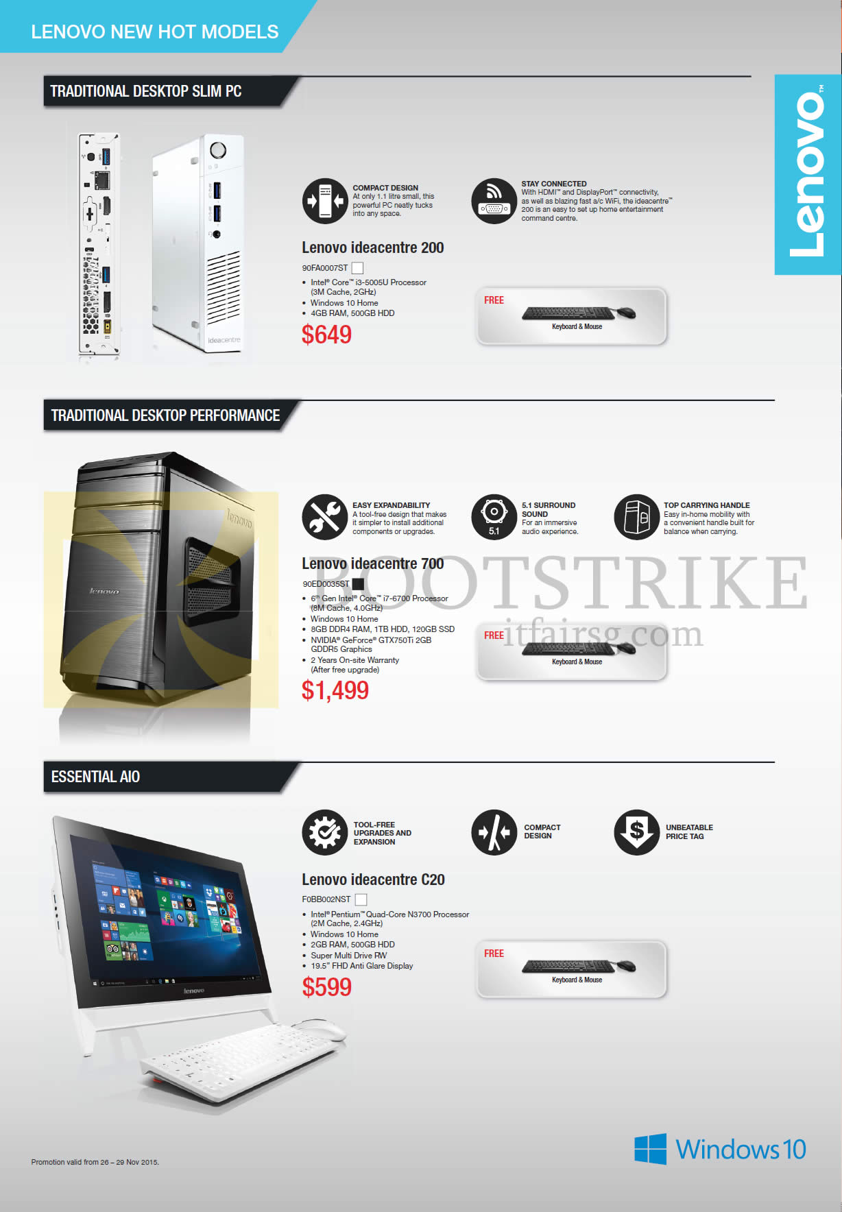 SITEX 2015 price list image brochure of Lenovo Desktop PCs Ideacentre 200 90FA0007ST, Ideacentre 700 90ED0035ST, Ideacentre C20 F0BB002NST