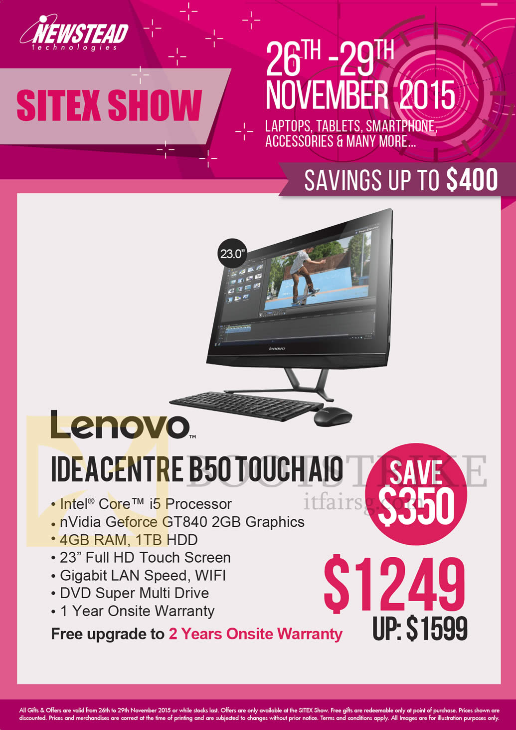 SITEX 2015 price list image brochure of Lenovo Newstead AIO Desktop PC Ideacentre B50 Touch