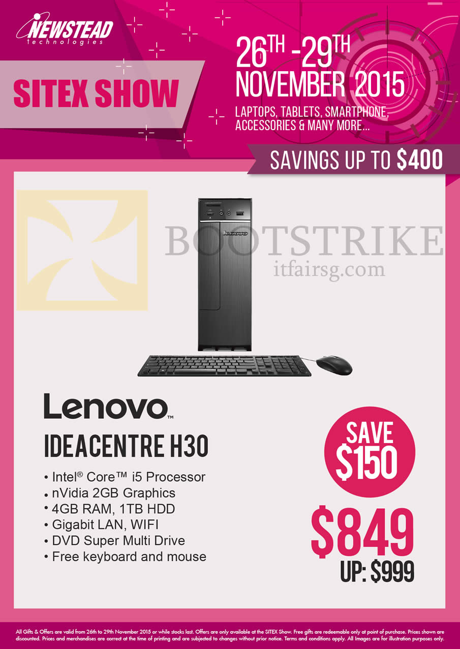 SITEX 2015 price list image brochure of Lenovo Newstead Desktop PC Ideacentre H30