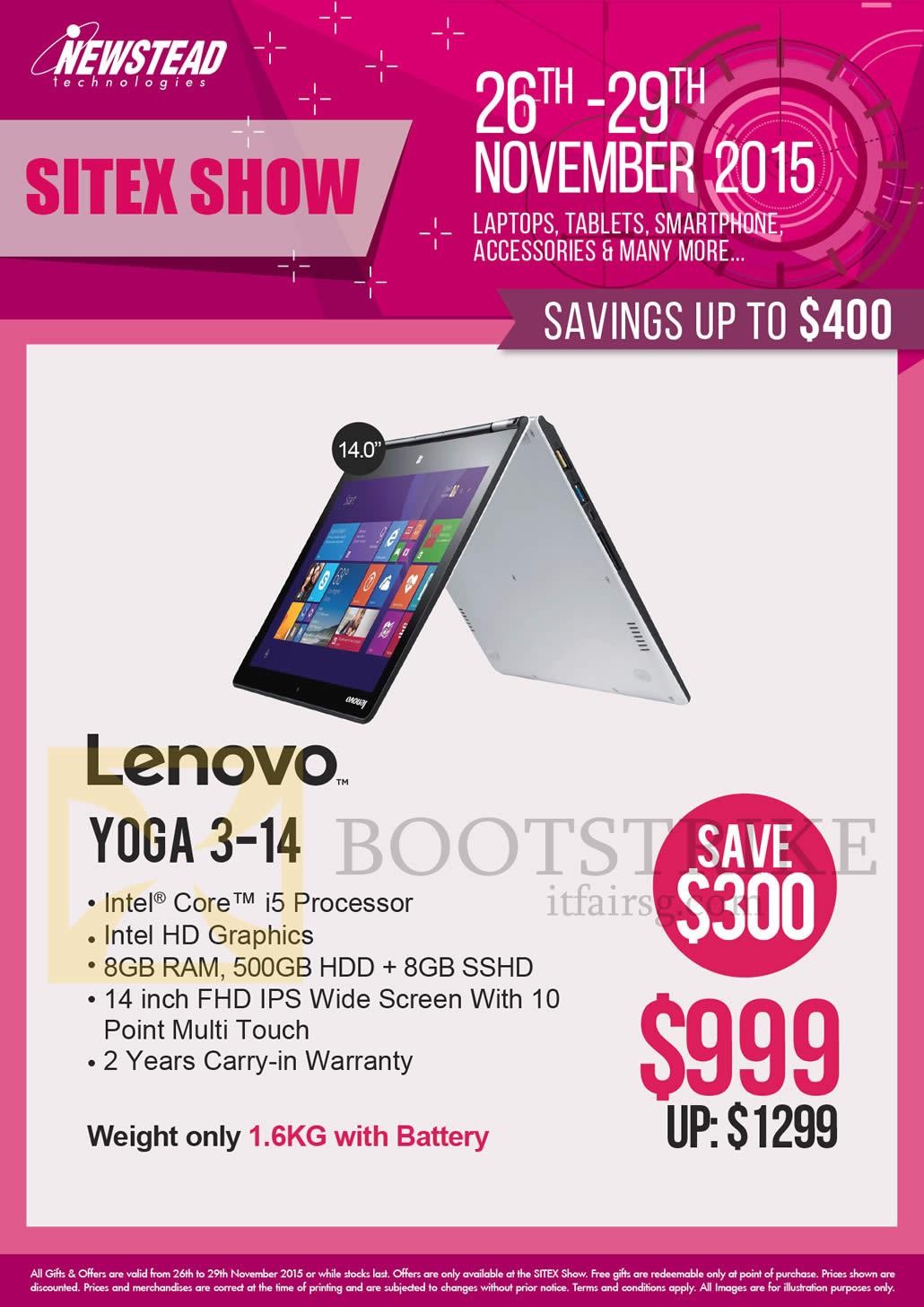 SITEX 2015 price list image brochure of Lenovo Newstead Notebook Yoga 3-14