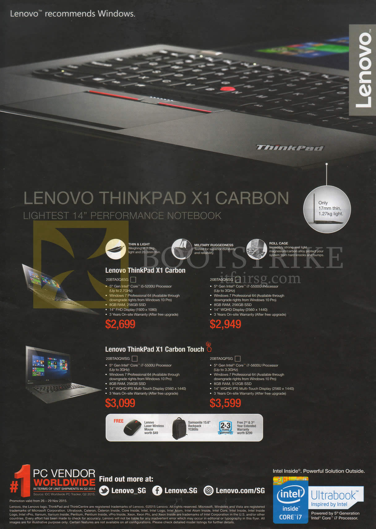 SITEX 2015 price list image brochure of Lenovo Notebooks X1 Carbon, X1 Carbon Touch