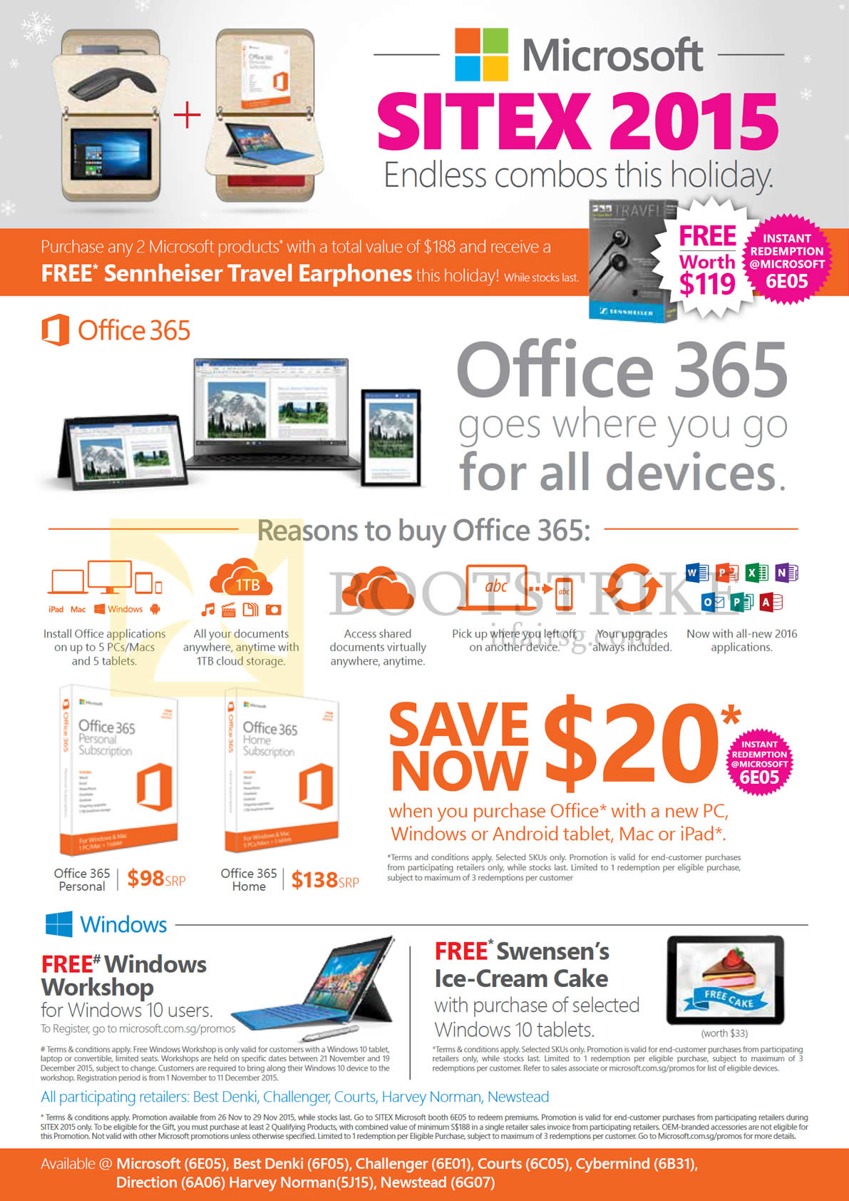 SITEX 2015 price list image brochure of Microsoft Office 365 Personal, Home, Windows 10