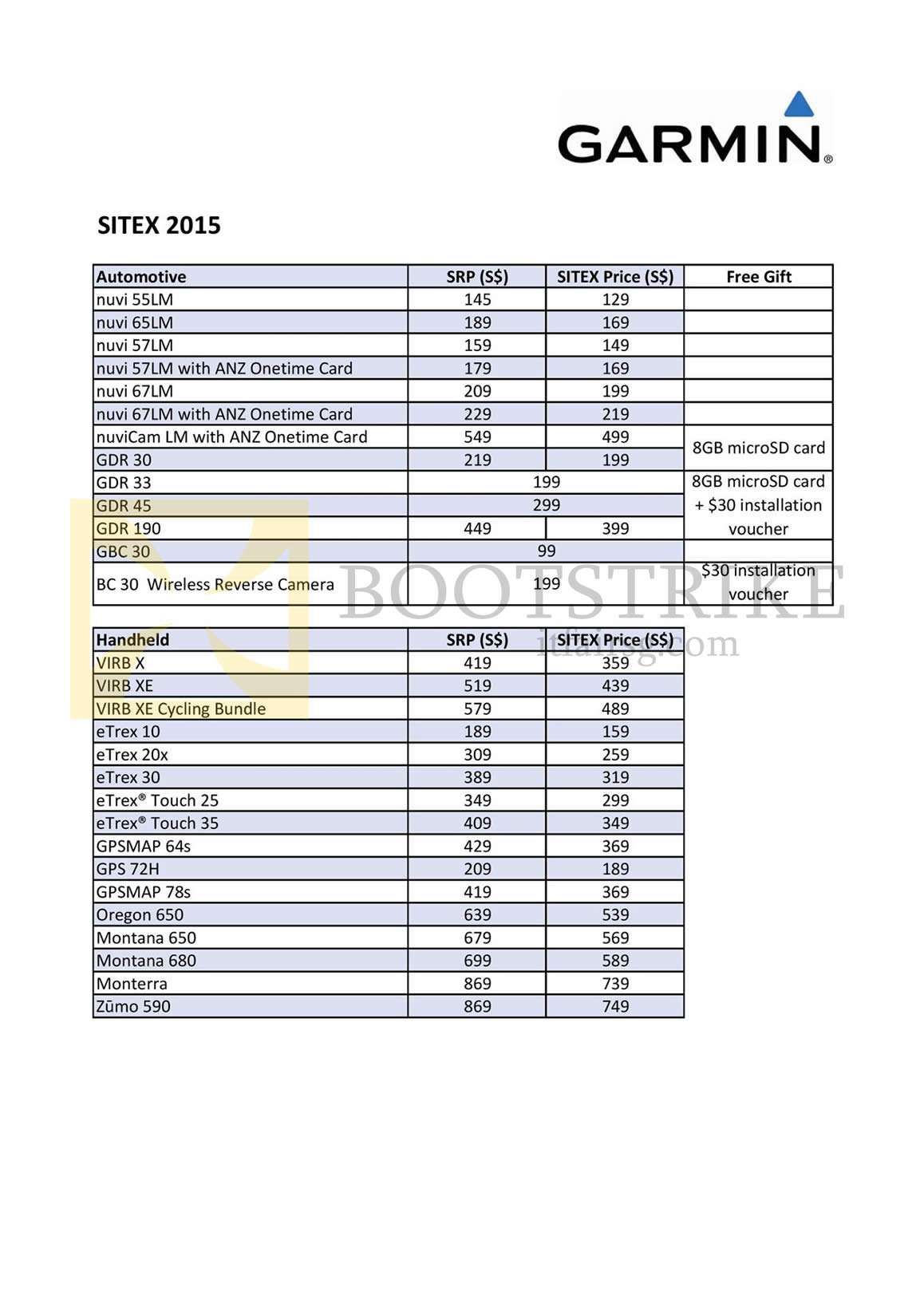 SITEX 2015 price list image brochure of Navicom Garmin Sitex And Retail Price Comparison List, Automotive, Handheld