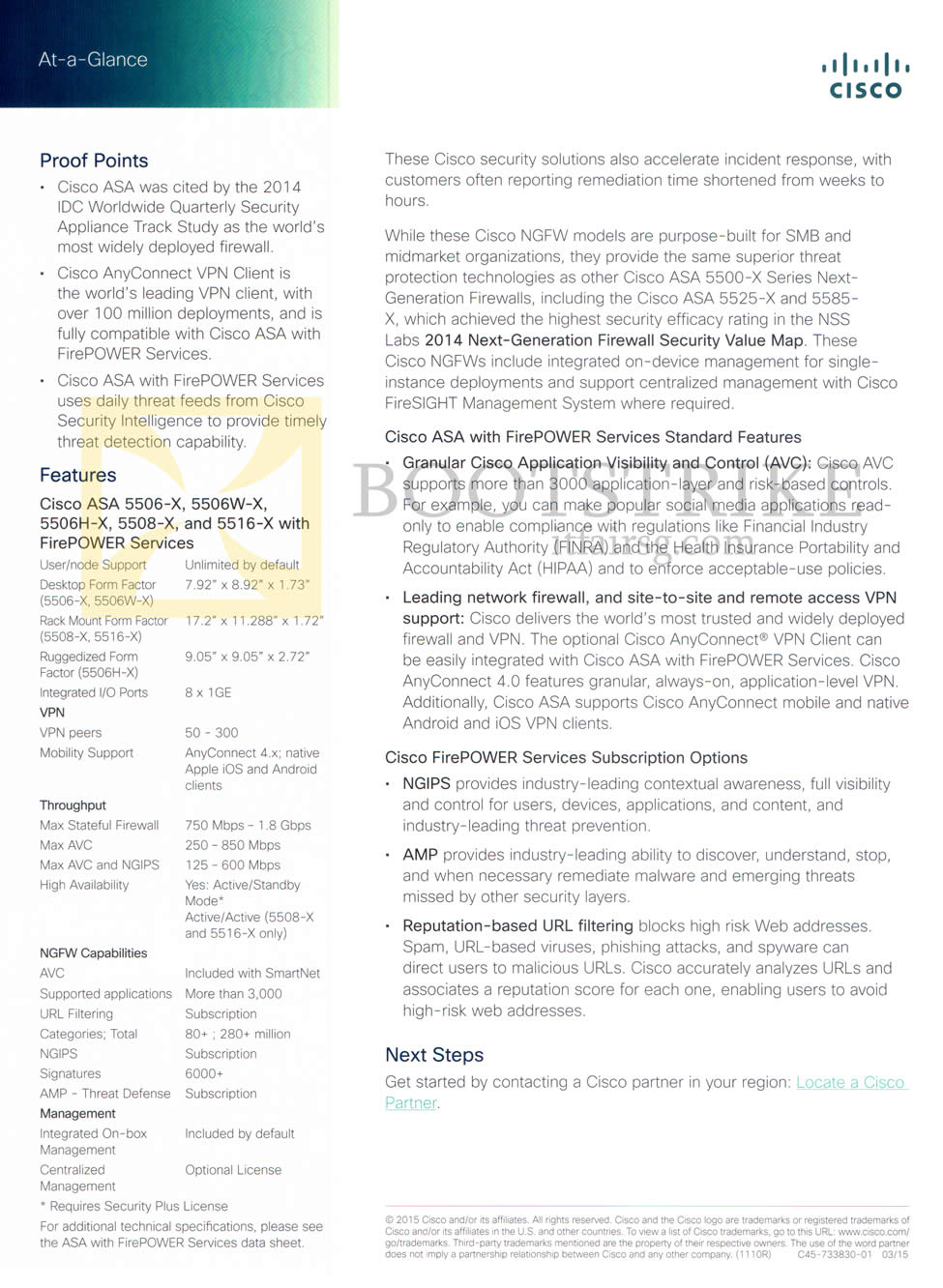 SITEX 2015 price list image brochure of Newstead Cisco Firepower Services Features, Subscription Options