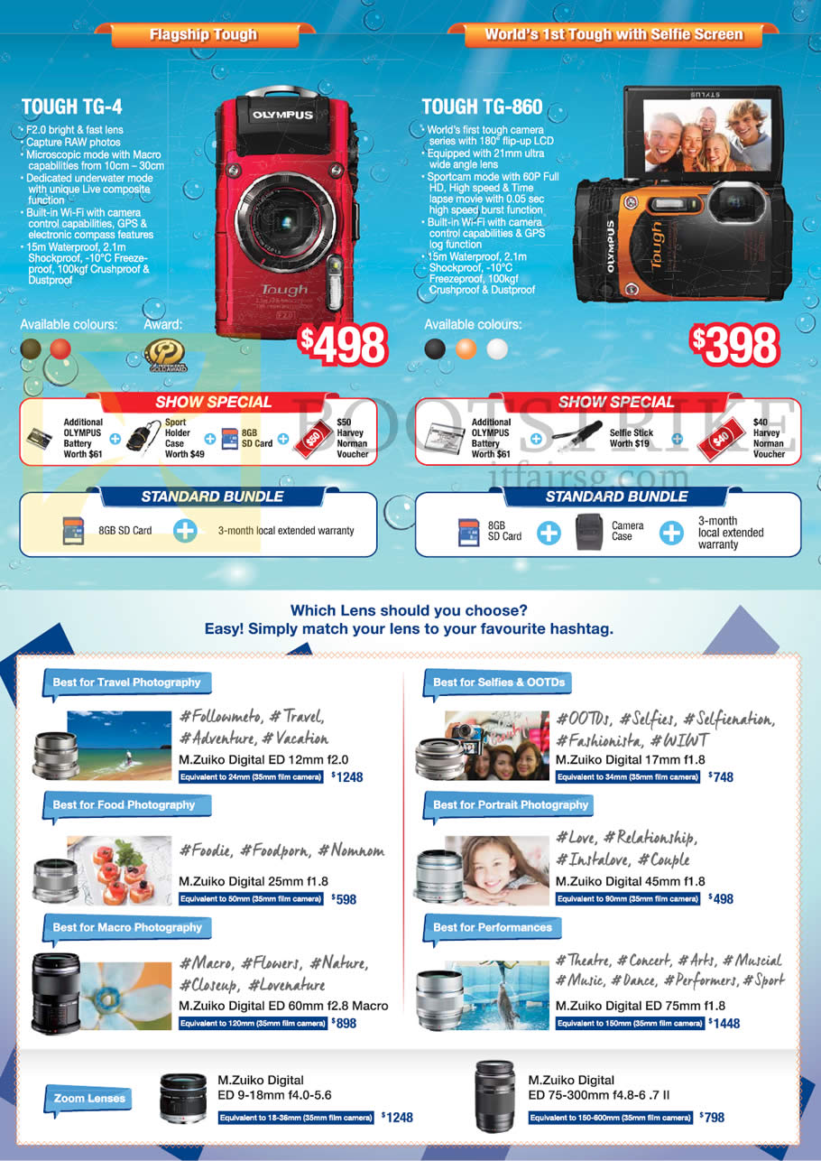 SITEX 2015 price list image brochure of Olympus Digital Cameras Tough TG-4, TG-860, Lenses
