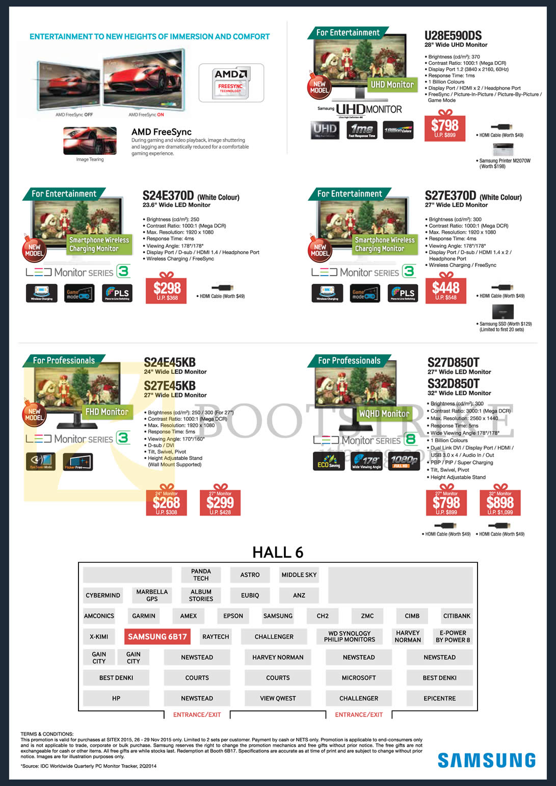 SITEX 2015 price list image brochure of Samsung Monitors LED S24E370D, S24E45KB, S27E45KB, U28E590DS, S27E370D, S27D850T, S32D850T