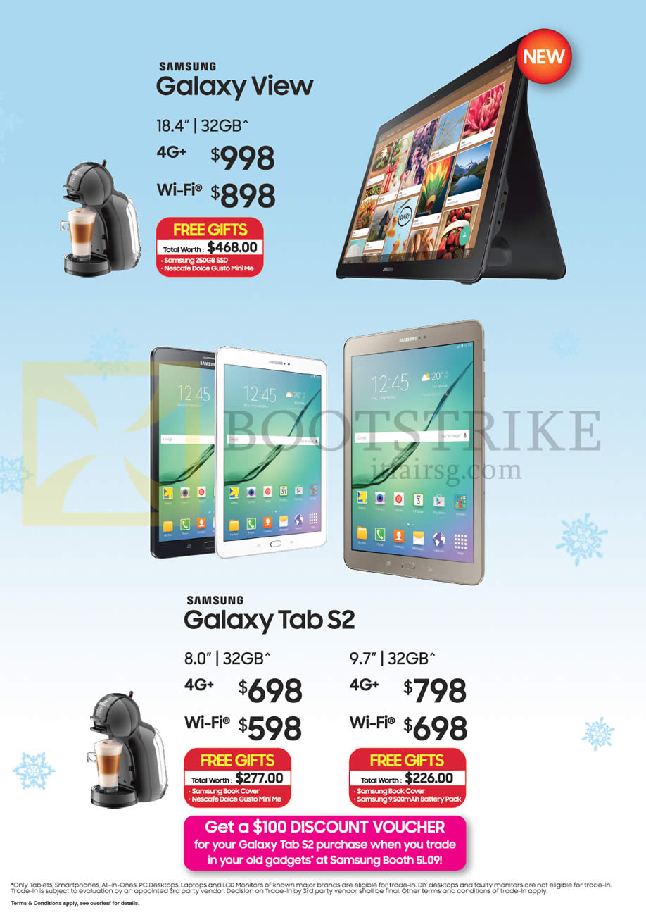 SITEX 2015 price list image brochure of Samsung Tablets Galaxy View 18.4, Tab S2, 8.0, 9.7, 32GB