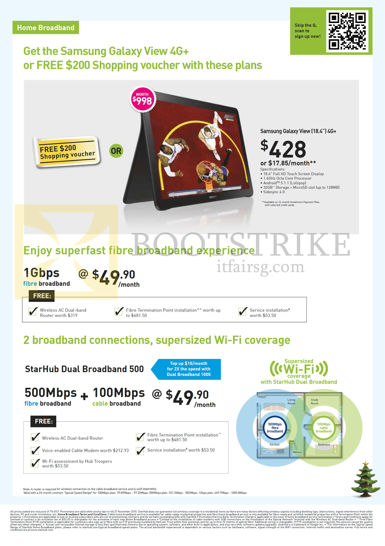 SITEX 2015 price list image brochure of Starhub Broadband 49.90 1Gbps Fibre, Dual Broadband 500