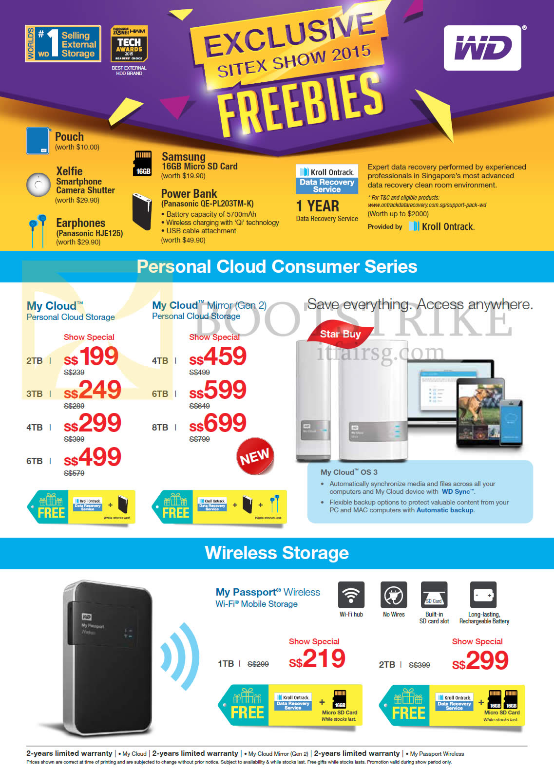 SITEX 2015 price list image brochure of Western Digital Personal Cloud Consumer Series, Wireless Storage, My Cloud, My Cloud Mirror, My Passport, 1TB, 2TB, 3TB, 4TB, 5TB, 6TB, 8TB