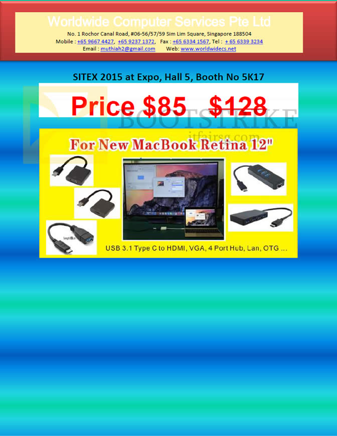 SITEX 2015 price list image brochure of Worldwide Computer Services USB Type C To HDMI