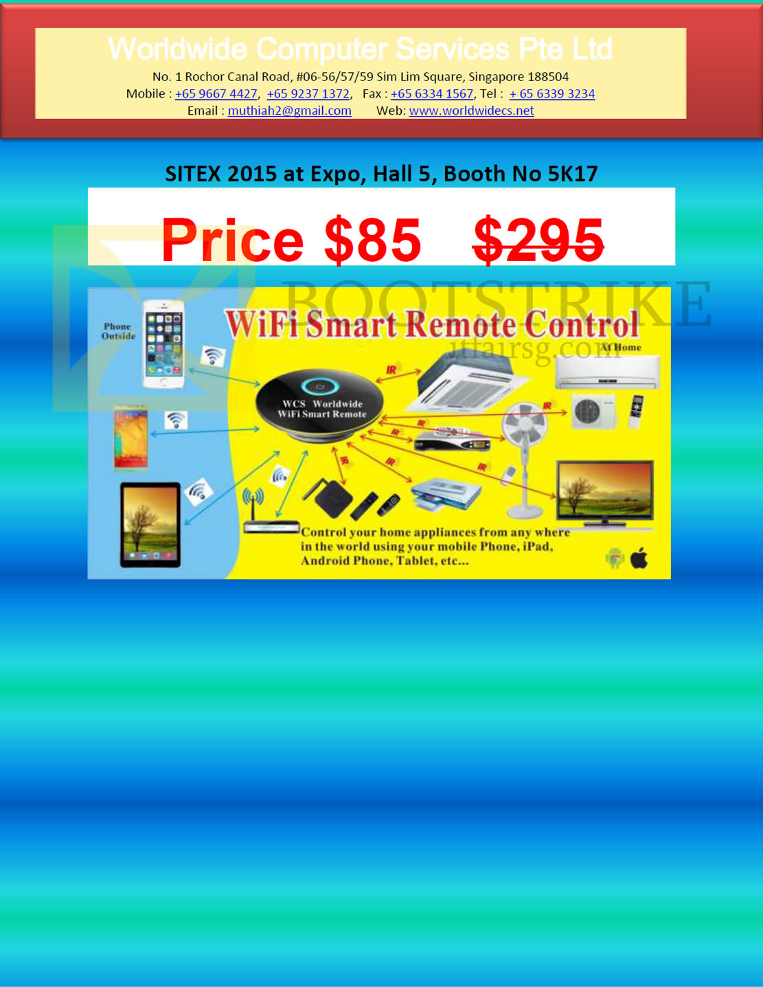 SITEX 2015 price list image brochure of Worldwide Computer Services Wifi Smart Remote Control