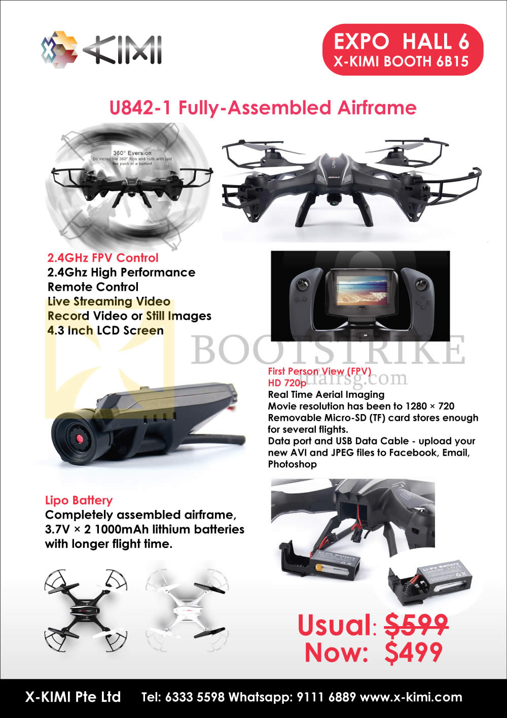 SITEX 2015 price list image brochure of X-Kimi U842-1 Fully Assembled Airframe 2.4Ghz FPV Control, First Person View, Lipo Battery